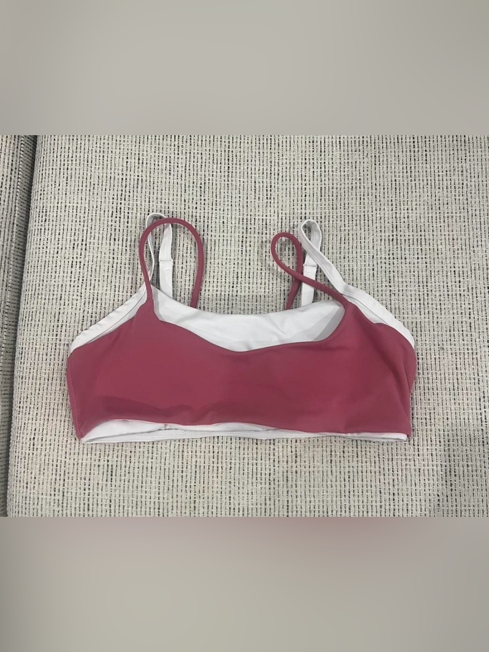 Form White & Rose Pink Layered Sports Bra, Size XL Women’s